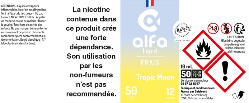 étiquette Tropic Moon Alfaliquid 50vg